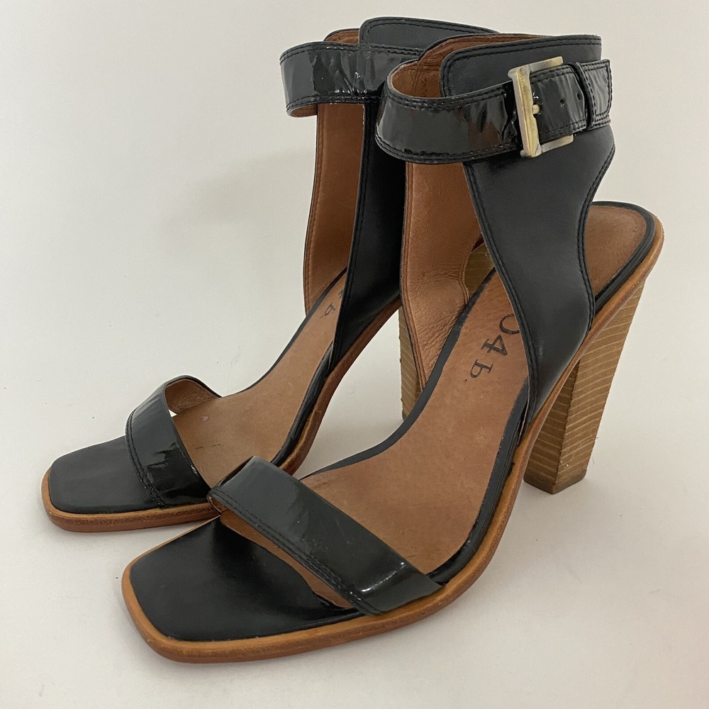 Anthropologie No 704b Almada Black Ankle Strap Patent Leather Size 39.5M Heels - Picture 9 of 14